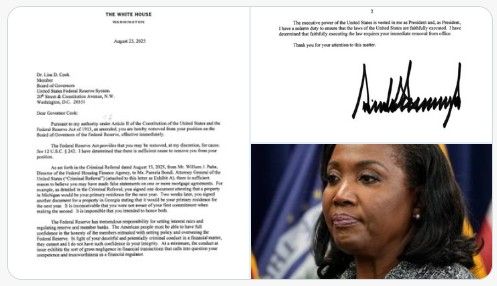 President Trump has officially FIRED Federal Reserve Governor Lisa Cook after Bill @Pulte exposed her for MORTGAGE FRAUD. Cook was appointed by Biden in 2022.