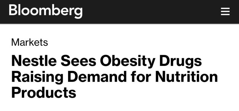 Nestle Chief Executive Officer Mark Schneider said GLP-1 obesity drugs like Wegovy will probably increase demand for a range of food products that can help avoid nutrient deficiencies...