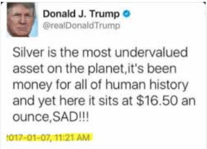 January 2017 Silver was trading at $16.50