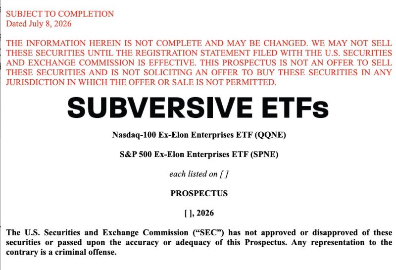 Someone just filed for a Nasdaq 100 and S&P 500 that owns everyone EXCEPT Elon Musk owned companies.