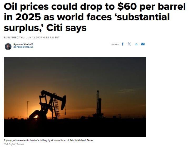 Brent Crude Oil could plummet to $60/barrel in 2025 warns Citi