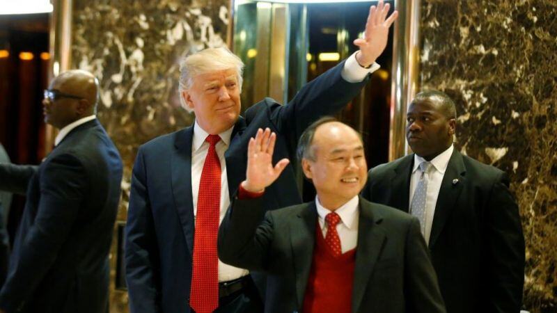 BREAKING: Softbank CEO Masa Son was reportedly visiting the US yesterday to announce a $100 billion investment with President- elect Trump, per CNBC.