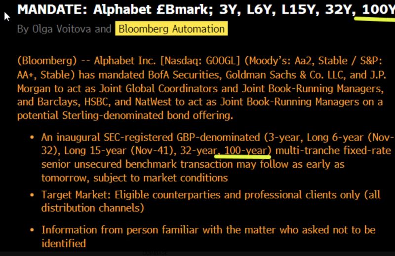 GOOGL selling 100-year debt 😯
