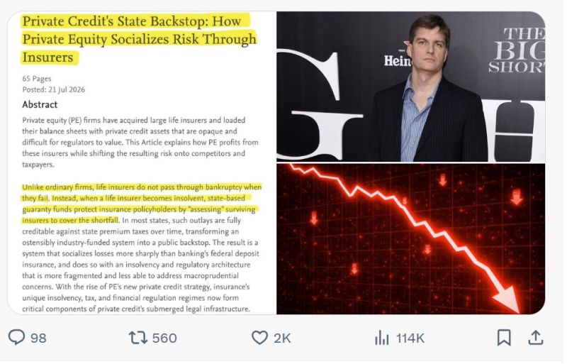 Michael Burry is warning that private equity may have found a way to shift losses onto the public.