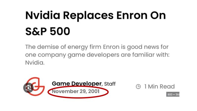 24 years ago, Nvidia replaced Enron in the S&P 500...