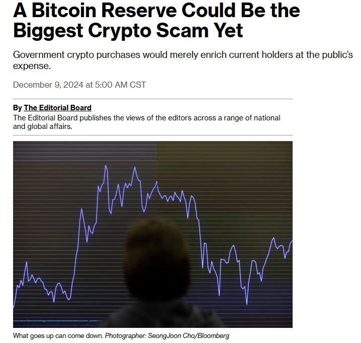 Bloomberg says a Bitcoin $BTC Reserve would be the biggest Crypto Scam yet