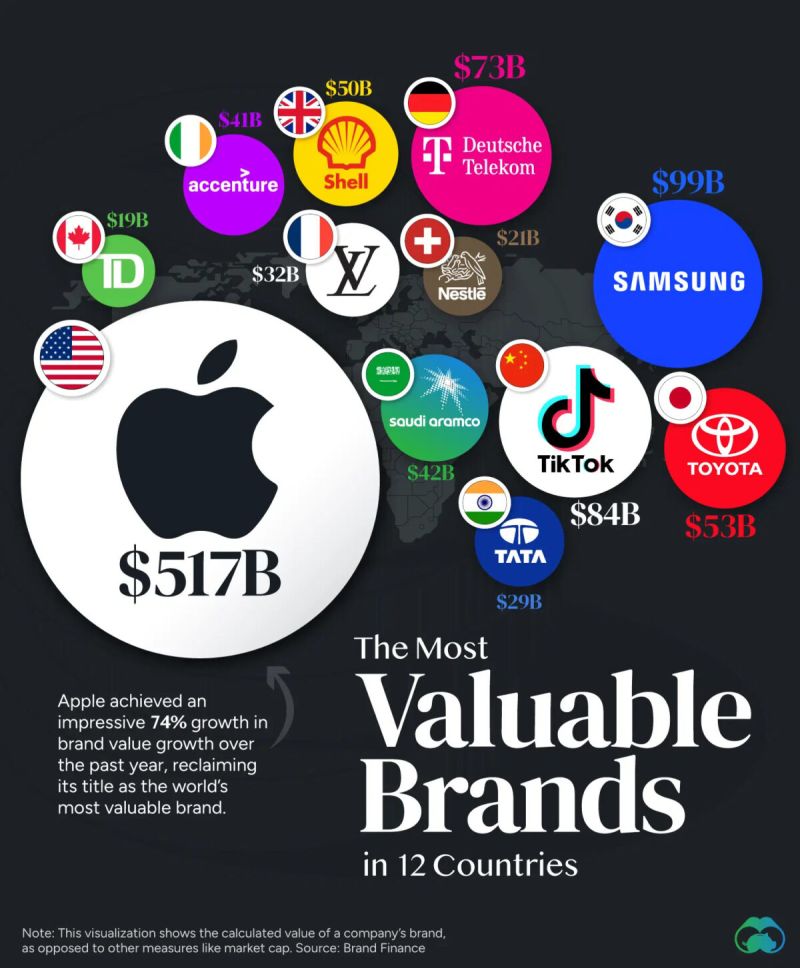 Visualizing the Most Valuable Brands in 12 Countries