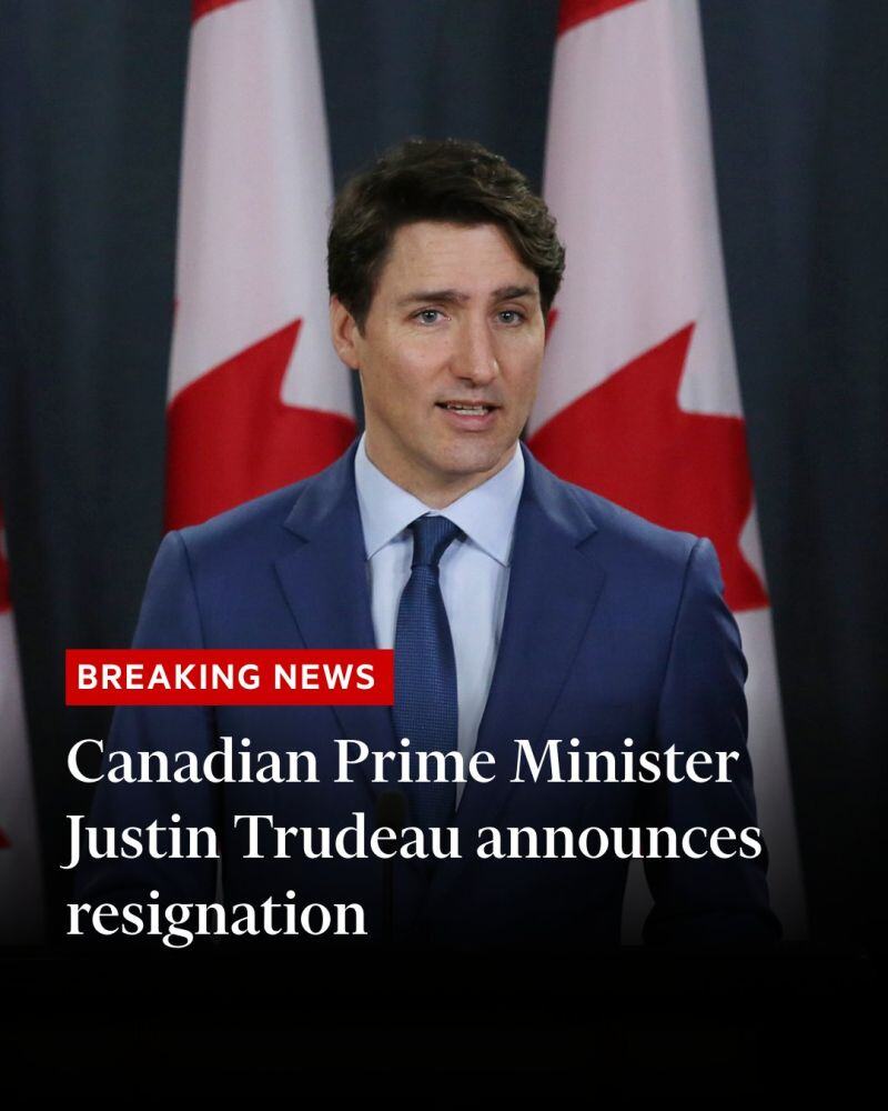 Canadian Prime Minister Justin Trudeau announces resignation