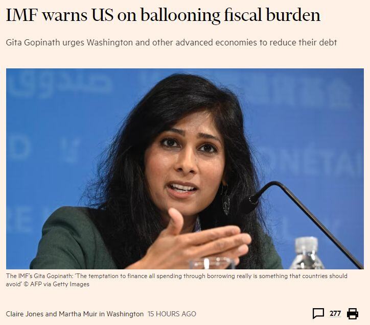 IMF warns the U.S. needs to reduce its debt burden or else....