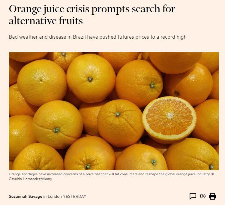 The Orange Juice crisis is upon us 🚨 What will be the next fruit to get sent? Mango, Pineapple, Kiwi?