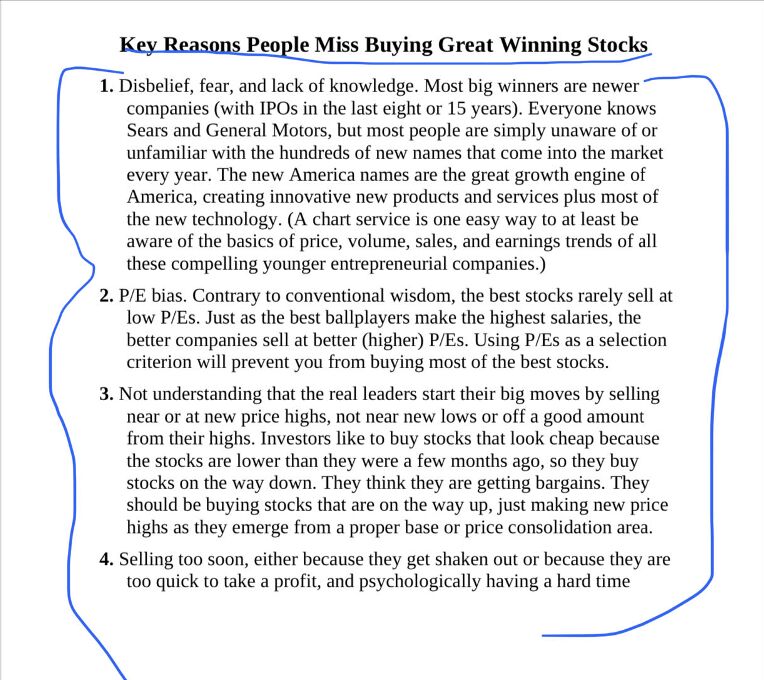 Key reasons people miss buying great winning stocks