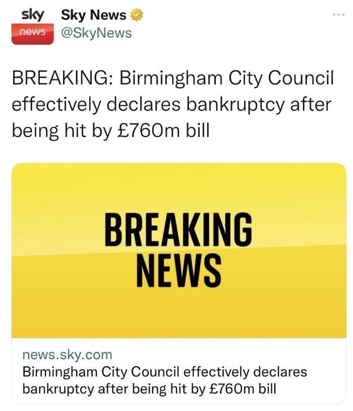 The UK's second-largest city is bankrupt