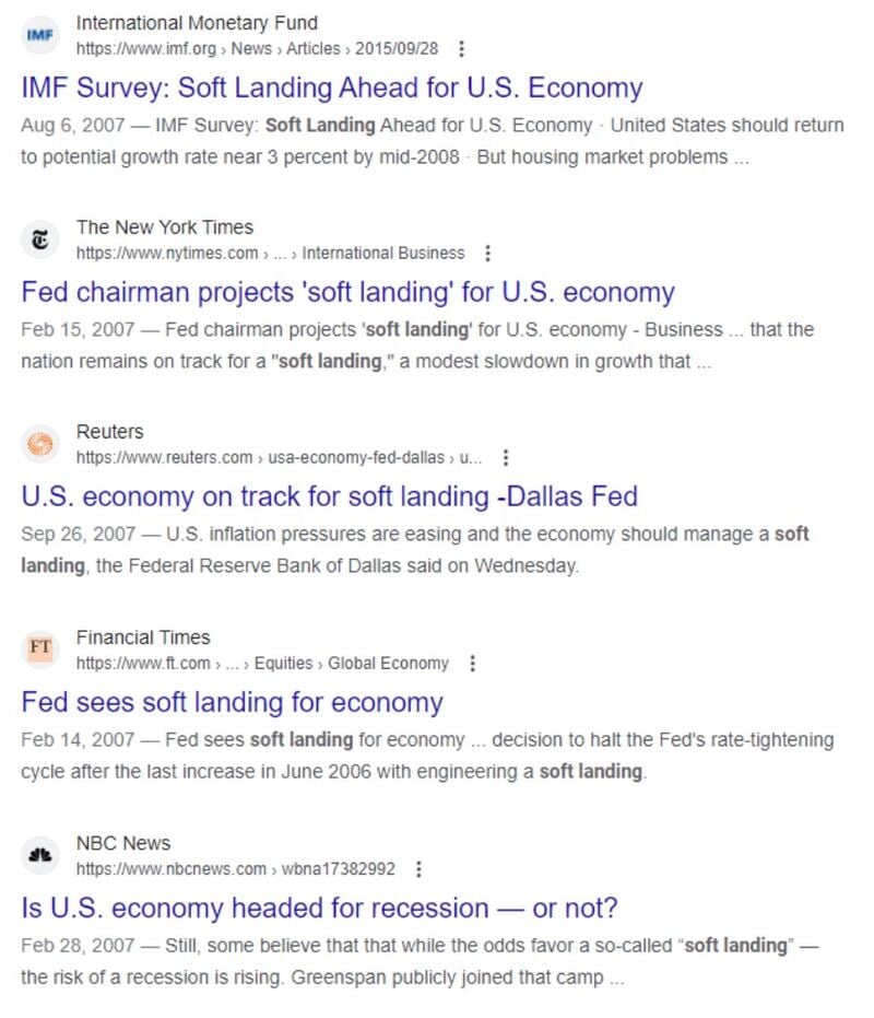 Soft landing narrative is not new. It’s quite common before each recession