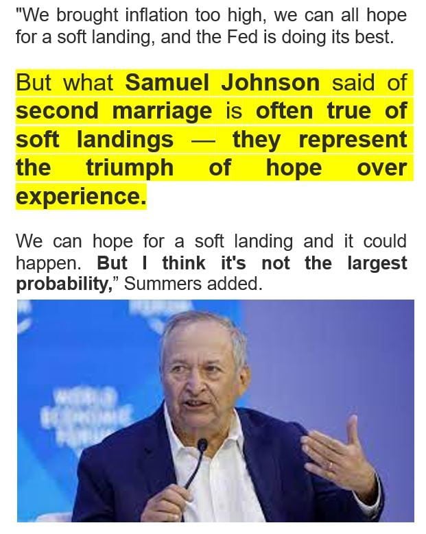 Do you remember what Larry Summers said last year about soft landing?