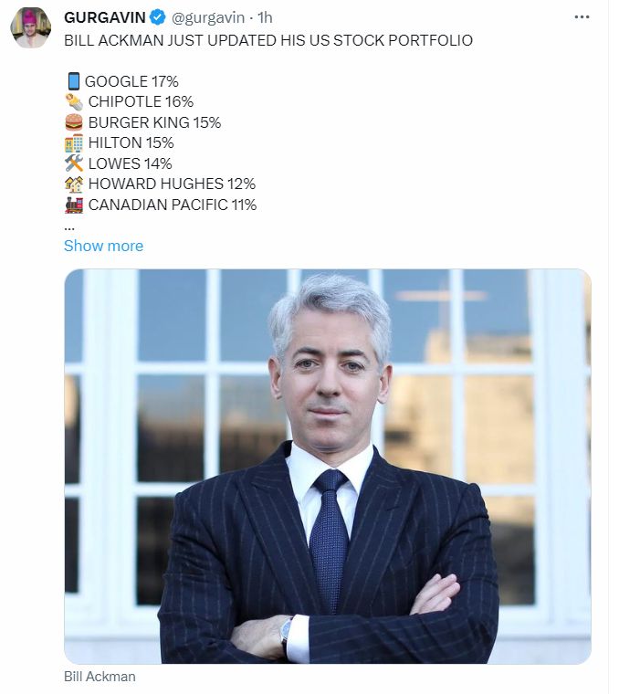Pershing Square (Bill Ackman) discloses updated portfolio positions in 13F filing