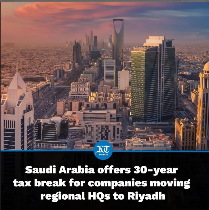 Saudi Arabia said on Tuesday it will offer tax incentives for foreign companies that locate their regional headquarters in the kingdom, including a 30-year exemption for corporate income tax