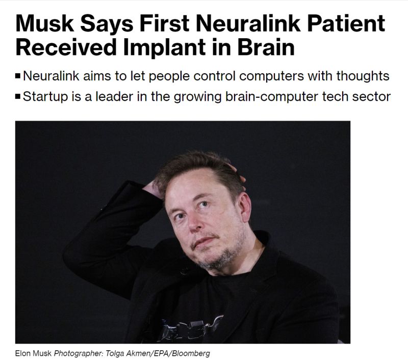Elon Musk said that the first human patient has received a brain implant from his startup Neuralink Corp.