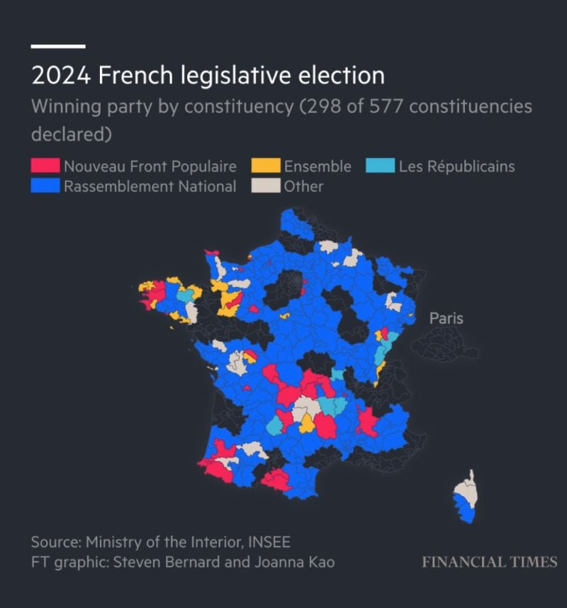 A maps of 2024 French legislative election 1st round
