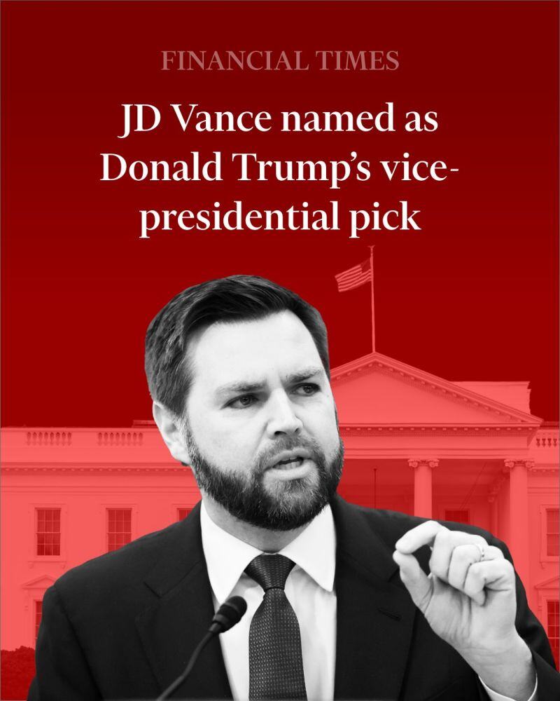 Donald Trump has picked Senator JD Vance as his running mate, in a move that could help the former president win votes across the crucial swing states of the US’s industrial Midwest.