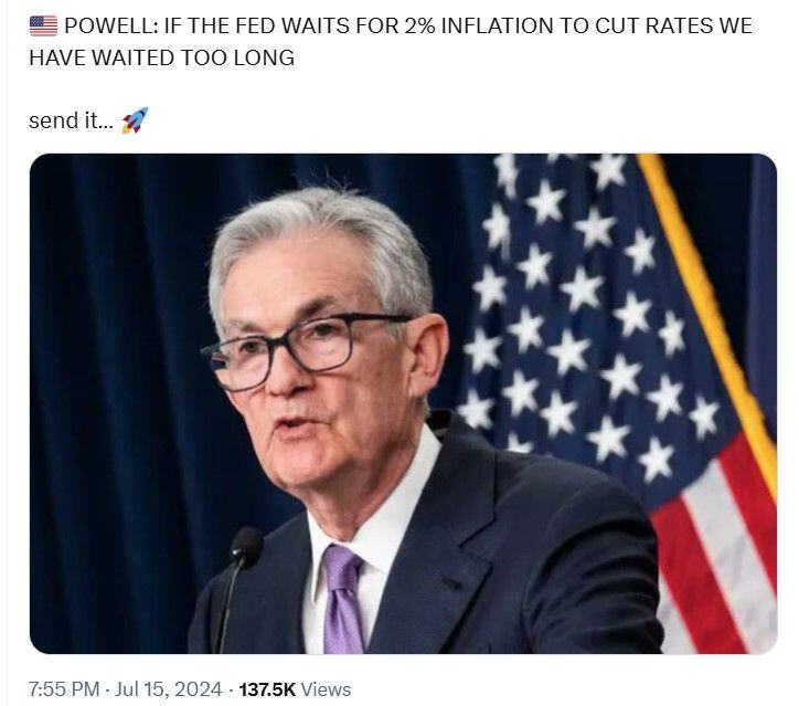 🚨 Federal Reserve Chair Jerome Powell said Monday that the central bank will not wait until inflation hits 2% to cut interest rates.