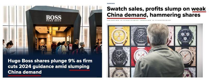 Weak China demand is weighing on European luxury & consumer discretionary stocks.