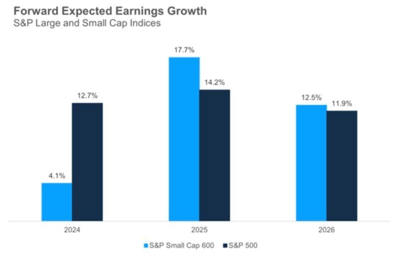 2025 and 2026 look much better for US small caps earnings, relative to large caps