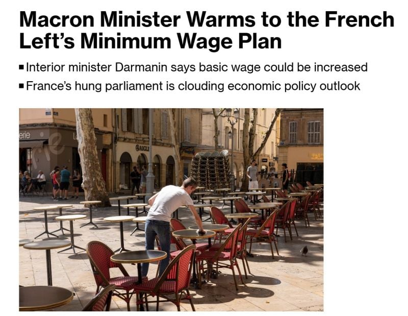 France’s Interior Minister Gerald Darmanin said the minimum wage could be increased, opening the door to a key proposal of the leftist bloc