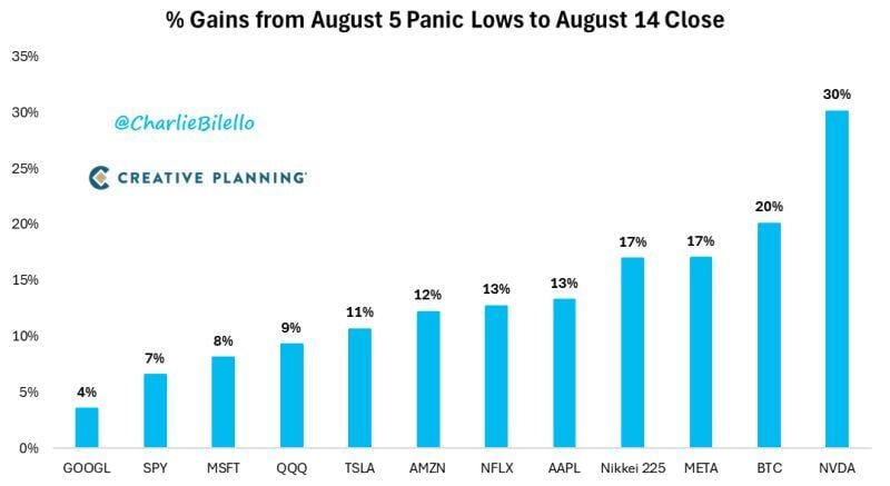 Gains from last Monday's (8/5) panic lows...