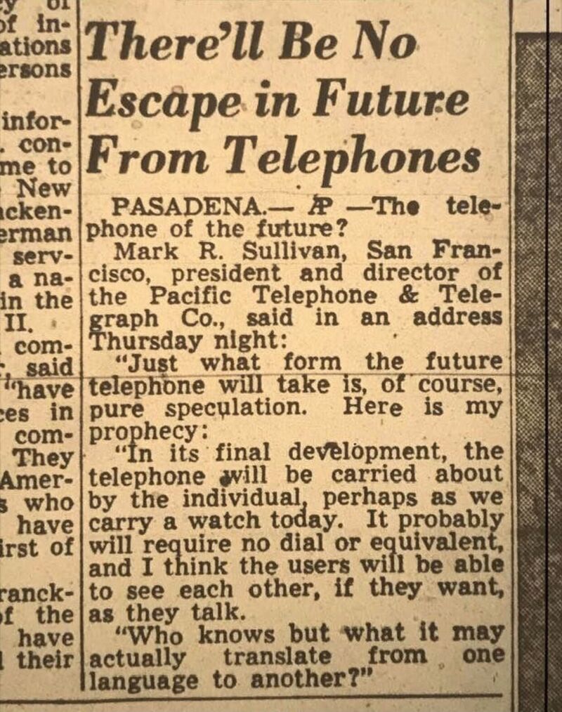 Predicting the future in 1953.