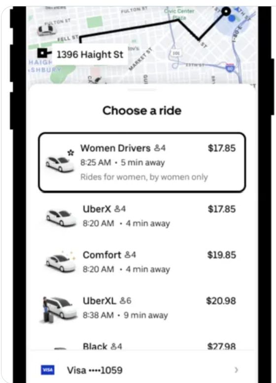 UBER TO LET WOMEN AVOID MALE DRIVERS IN NEW SAFETY PILOT