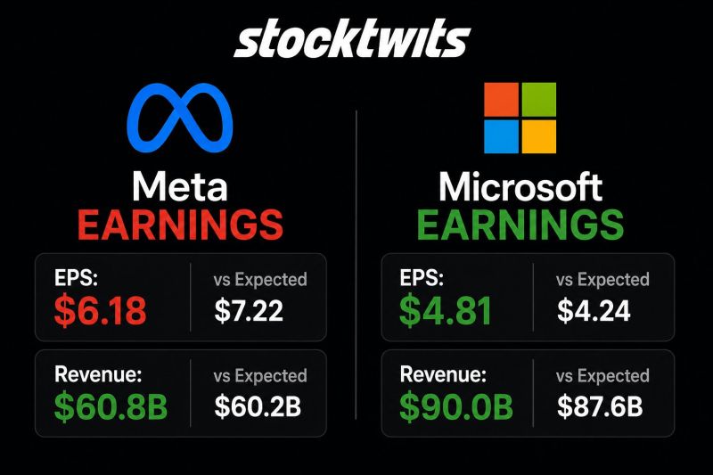Earnings are out: $MSFT +8pct after-hours, $META -8pct after-hours