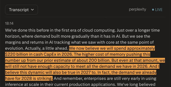 Amazon $AMZN on raising 2026 cash CapEx to $220B: