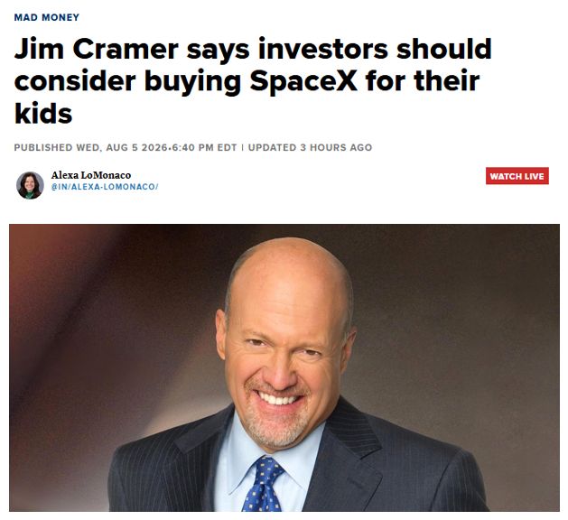 Cramer said investors should buy SpaceX $SPCX for their kids