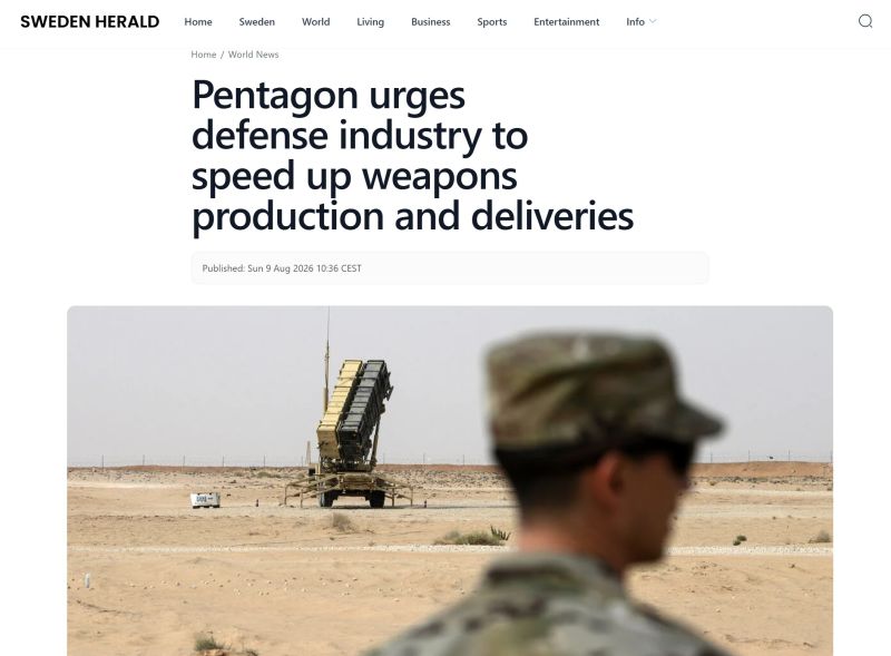 The US Department of Defense is putting pressure on the country's defense industry to speed up the production and delivery of weapons.