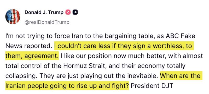 PRESIDENT TRUMP says he's NOT trying to force Iran to the bargaining table and 