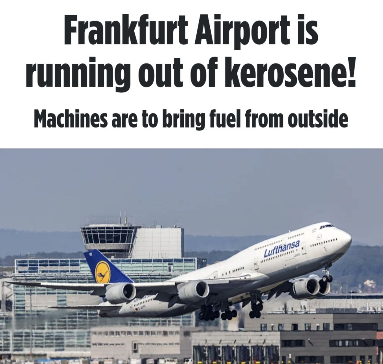 Frankfurt Airport facing kerosene shortage. The reasons are maintenance of a pipeline and low river water levels