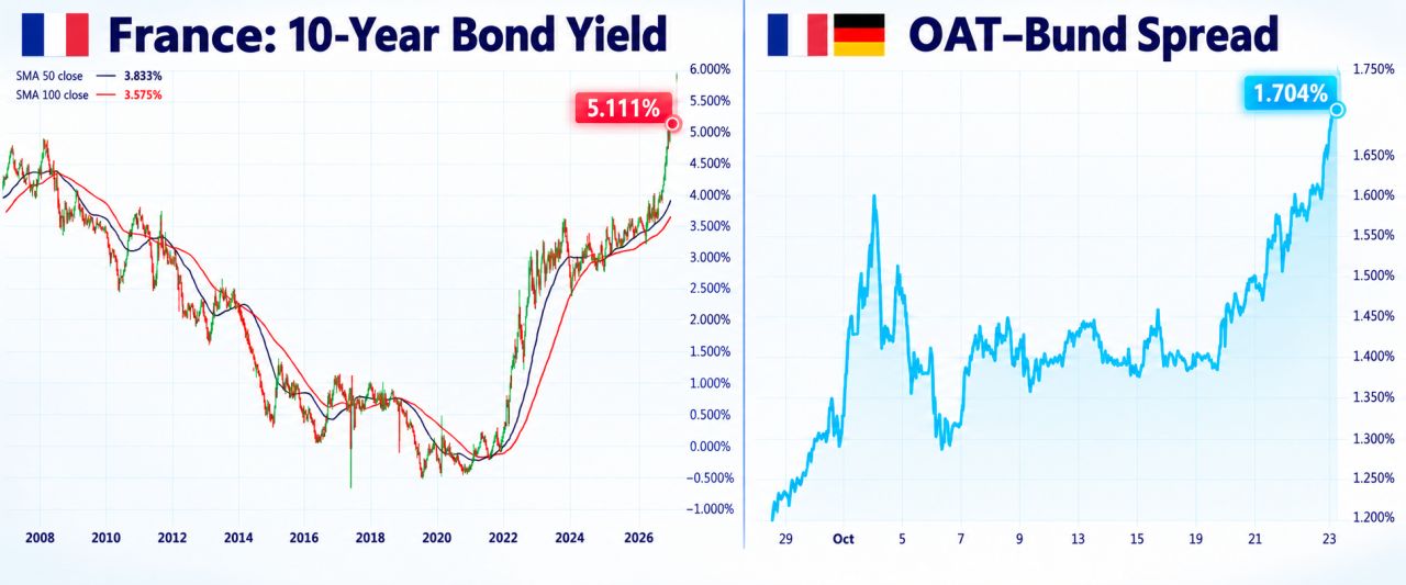 The situation continues to tighten for France on the markets...