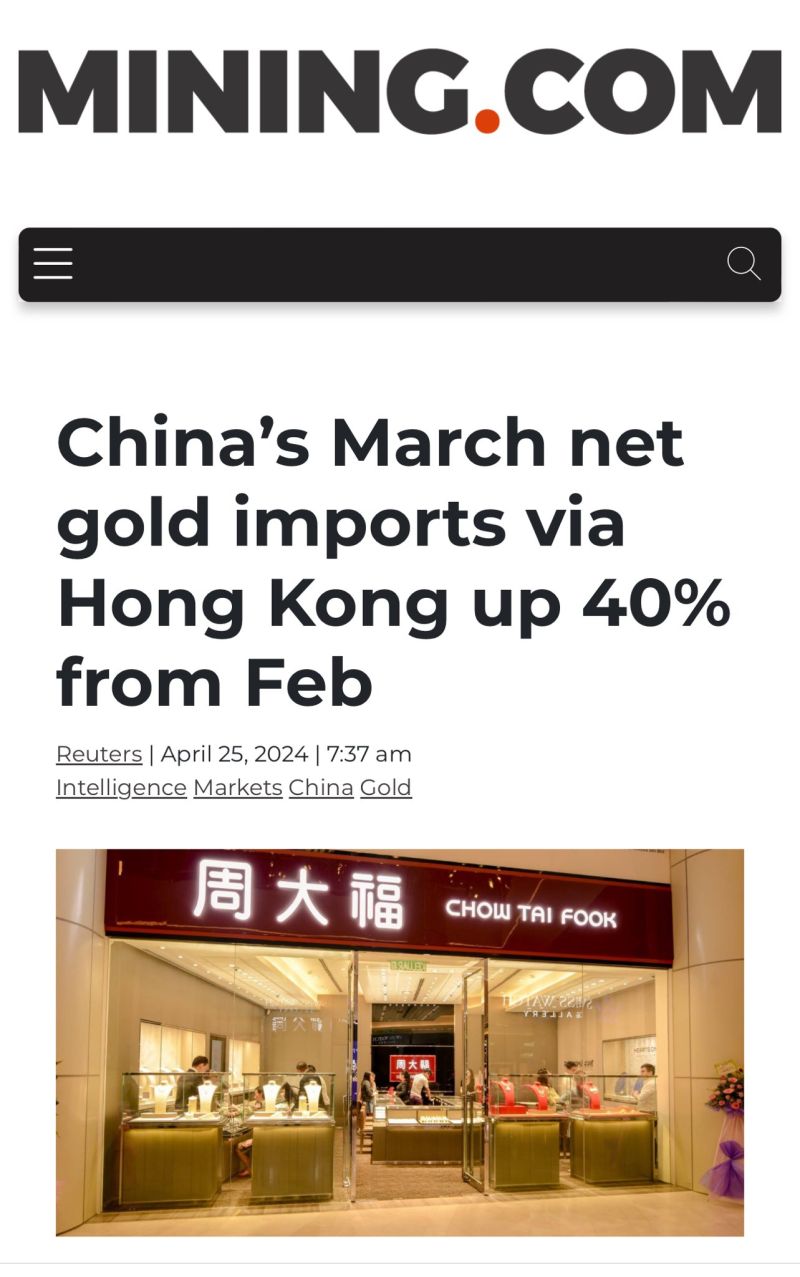 China is buying/importing gold like there is no tomorrow