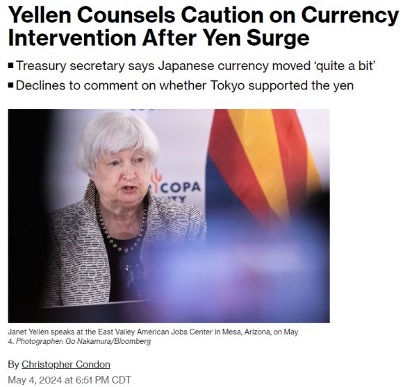 JUST IN 🚨: Treasury Secretary Janet Yellen says the Bank of Japan BoJ should consult with her before intervening to support Japanese Yen