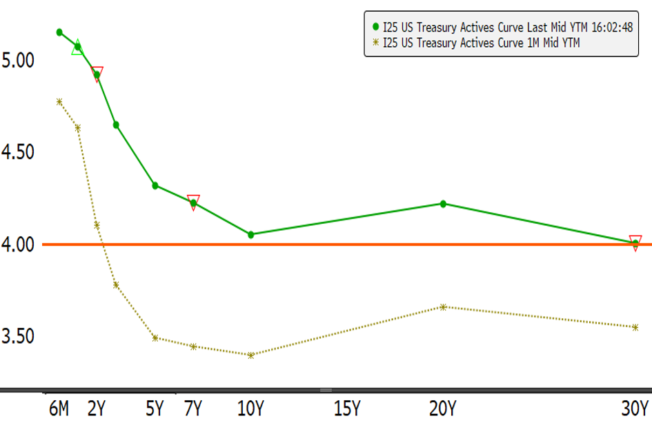 The entire US Treasury yield curve back above 4% !