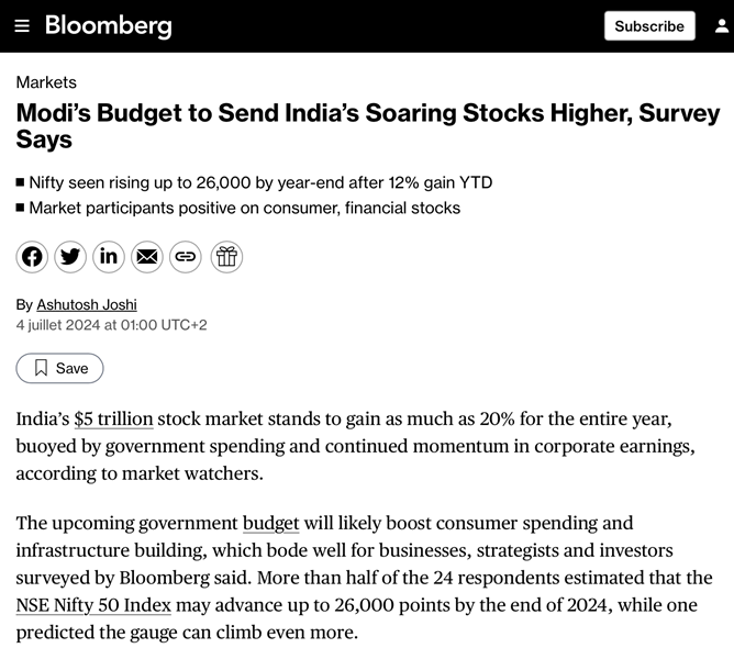 Modi's budget could send India stocks soaring higher