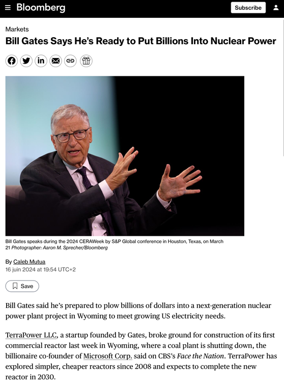 Bill Gates ready to put billion into nuclear power