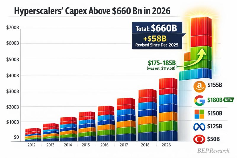 Hyperscaler capex just got revised UP $58B to $660B for 2026