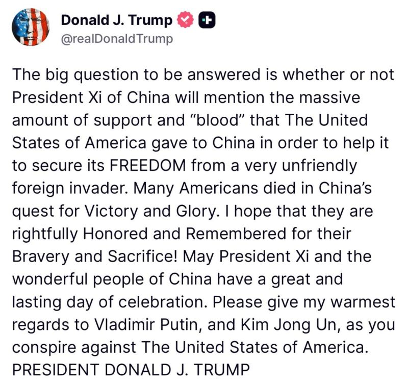 BREAKING: Trump tells Xi Jinping to 'please give my warmest regards to Vladimir Putin, and Kim Jong Un, as you conspire against The United States of America.'