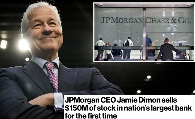 JPMorgan CEO Jamie Dimon sells $150M of stock in nation’s largest bank for the first time