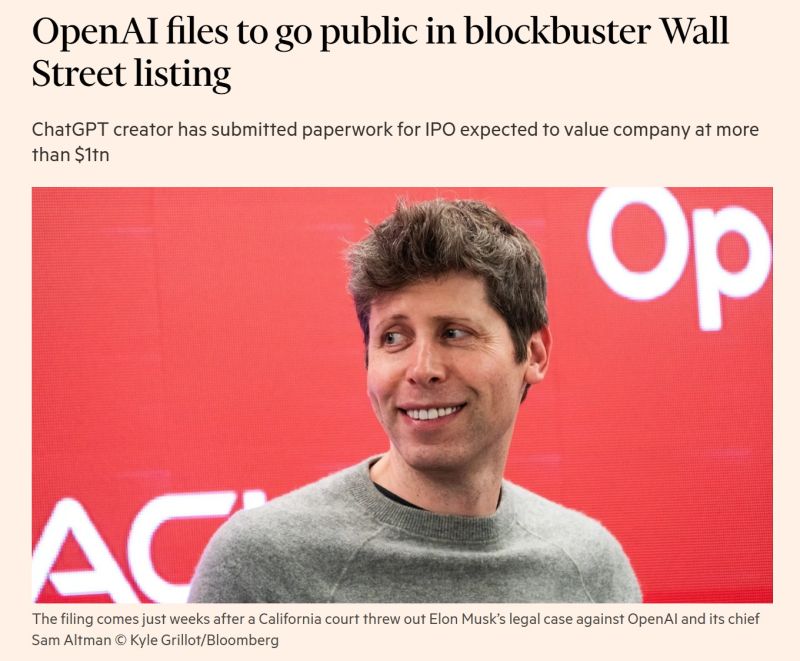 OpenAI just pulled the trigger on what could become the biggest IPO in tech history.