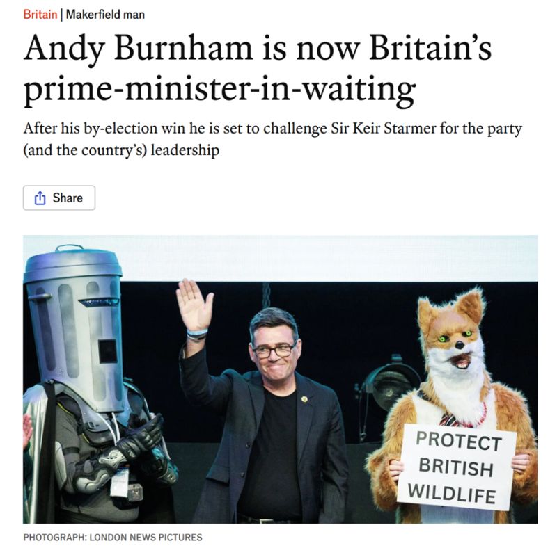 Greater Manchester mayor Andy Burnham is now widely considered the frontrunner to become Britain's next prime minister following Sir Keir Starmer's resignation