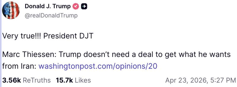 This is a short but important post by Trump.