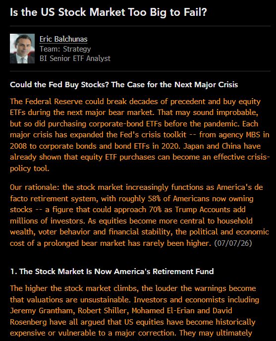 🚨 Very interesting note by Eric Balchunas: Has the US stock market become 