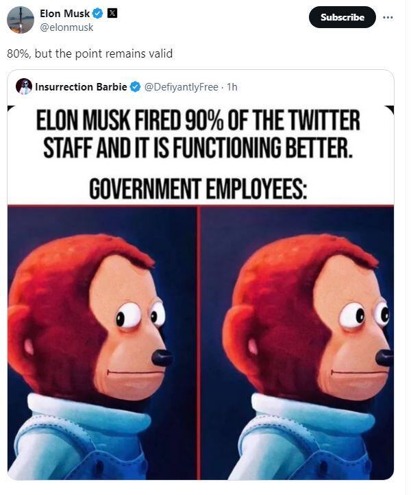 A tweet by Elon Musk